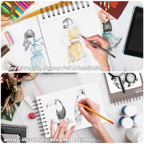 UZLU 6 Pcs Sketch Book Bulk 5.5 x 8.5 in 600 Sheets Top Spiral Bound Sketch Pad Drawing Paper 100 Sheets Each Acid Free Mixed Media Sketchbook 68lb/100gsm Art Supplies for Beginner Artist - size: 5.5x8.5in