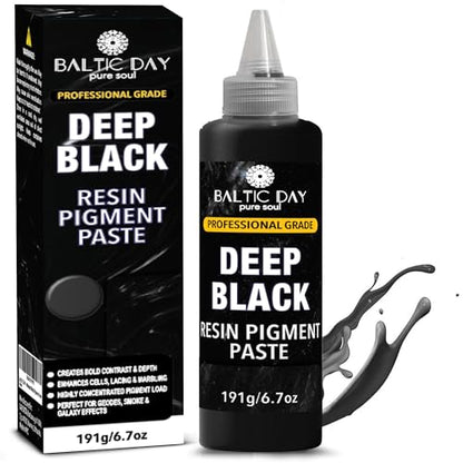 BALTIC DAY Deep Black Epoxy Resin Pigment Paste, Extra Large 191g (6.7oz) – Opaque Resin Colorant, Highly Concentrated Epoxy Dye, Mica Powder Alternative for Resin Art, Jewelry, Tumblers, River Tables & Crafts - color: Deep Black