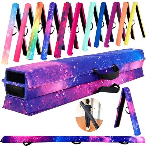 Marfula 6 FT / 8 FT / 9 FT Folding Gymnastics Beam Foam Balance Floor Beam - color: Magic Star, size: 10 Ft
