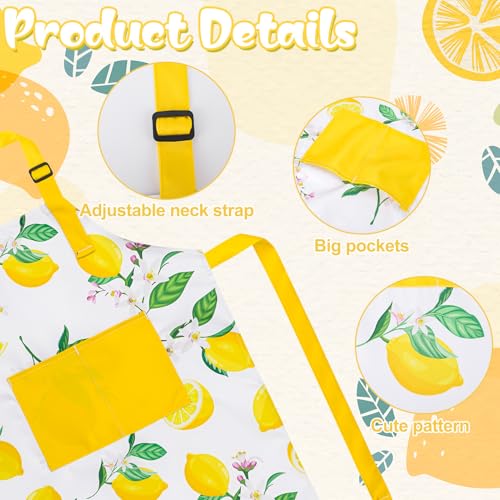 2 Pack Kids Apron, Cute Cooking Aprons, Waterproof Art Apron with Pockets, Toddler Painting Artist Apron Adjustable - color: Lemon, size: 45*62cm