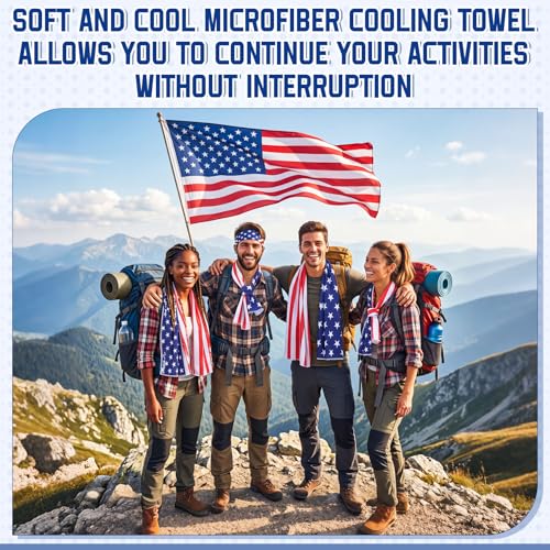 FuWeave 12 Pcs American Flag Cooling Towels Gifts 40 x 12 Inch - color: American Flag, size: 40 x 12 inches