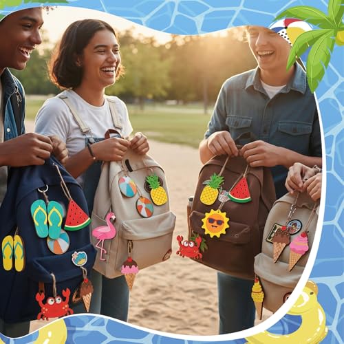 Saypacck 24 Pcs Summer Beach Party Favors Wooden Paint Craft Kits | Hawaiian Theme Kids Crafts, Includes Paints Brushes Organza Bags, Goodie Fillers for Preschool Birthday Gifts - style: Summer