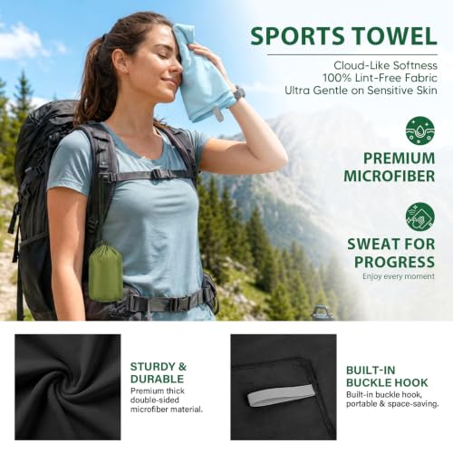 KODAMO Camping Towels 6 Pack, Quick Dry Microfiber Travel Towels Set