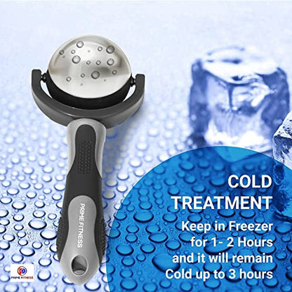 PRIME Fitness Cold Massage Roller Ball | Cold Therapy | Ice Roller Ball with Handle | cryo Stick | Relieve Muscle Pain (Black) - color: Black