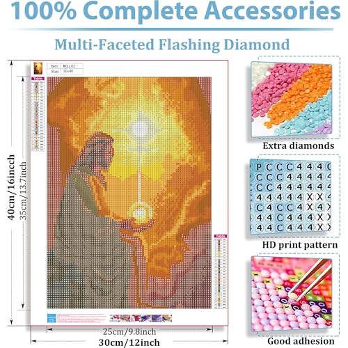 DFPSCLLA 5D Diamond Painting Kits for Adults- Jesus Prayer Diamond Art Kits for Adult Beginners, DIY Full Round Diamond Painting Gem Art and Crafts Home Wall Decor 12x16inch - color: Jesus Diamond Painting