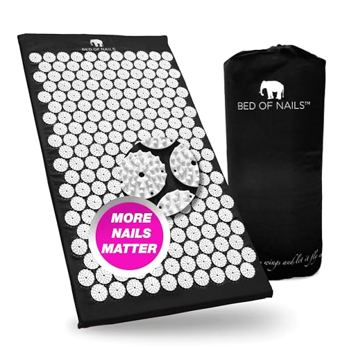Bed of Nails Acupressure Mat – Original Bon Acupressure Design with 8820 Precision Nails, 29 x 16 x 1", Jet Black - color: Jet Black - Mat