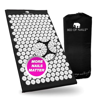 Bed of Nails Acupressure Mat – Original Bon Acupressure Design with 8820 Precision Nails, 29 x 16 x 1", Jet Black - color: Jet Black - Mat