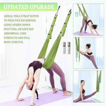 Leg Stretcher Strap Adjustable Fitness Strap Band for Waist Trainer Stretching Door Swing Flexibility Tensile Trainer with Carrying Pouch Back Bend Go Upside-Down for Yoga Practitioner Ballet Dancer Gymnastics Exercises - color: Green