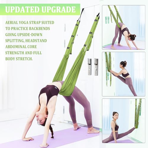 Leg Stretcher Strap Adjustable Fitness Strap Band for Waist Trainer Stretching Door Swing Flexibility Tensile Trainer with Carrying Pouch Back Bend Go Upside-Down for Yoga Practitioner Ballet Dancer Gymnastics Exercises - color: Green