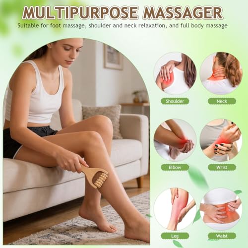 Wooden Foot Massager Roller 3-Pack Handheld Massage Roller Tool for Foot Neck Shoulder Back Reflexology Portable Wood Massager for Home Travel Hotel 5.90 X 3.14 X 1.18 in