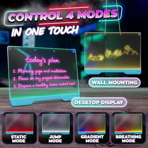 Upgraded 16-Inch LED Drawing Board Rechargeable – 7 Colors, 10 Lighting Effects, Adjustable Brightness – Acrylic Light Board for Tracing with Stand, Markers & Complete Set – Birthday Gift Idea (Blue) - style: Blue