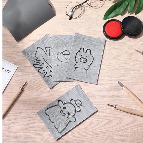 MotiMind 18 Pcs Linoleum Blocks 6 x 8 Inch for Printmaking Rubber Carving Block Soft Gray Linocut Block for DIY Crafting Projects Scrapbook Painting Stamp Maker - size: 6 x 8 Inch