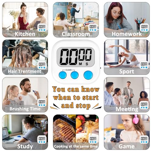 ZILLEEN Digital Kitchen Classroom Timers for Kids Cooking 6pcs MulticolorA