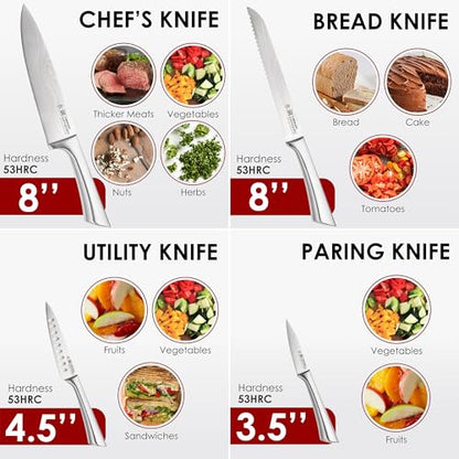 Cuisine::pro Damashiro Knife Block (Kumi, 7-Piece Chef Knife Set) - Japanese Steel Knife - Magnetic Knife Block- Damascus-Inspired Blade Kitchen Knives - size: 7-Piece Block