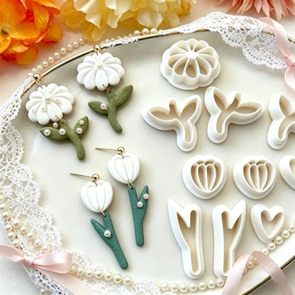 12 Pcs Floral Polymer Clay Cutters Set - Daisy & Flower Shaped Clay Cutters for Polymer Clay Jewelry Making, Fit Romantic Valentine's Day Gift for Wife, Friends & Sisters - color: Flower-12pcs