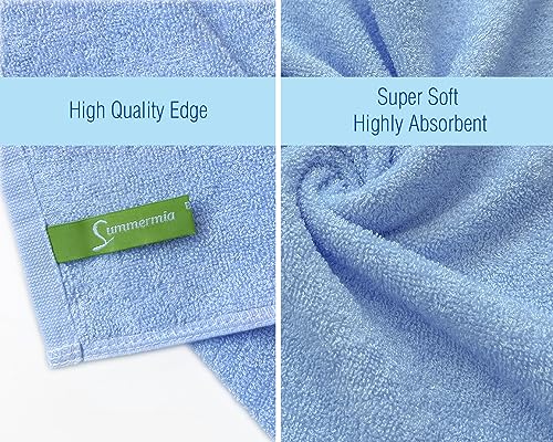 Washcloths 12 Pack 13"x13"- Extra Absorbent, Soft Multipurpose Wash Clothes and Face Towel (Blue) - color: Blue