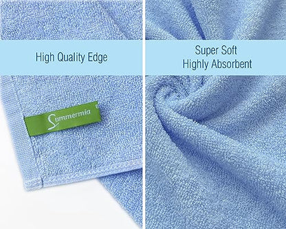 Washcloths 12 Pack 13" x 13" - Soft Wash Cloths for Your Face Towel, Wash Cloths for Your Body (White+Blue) - color: White+blue