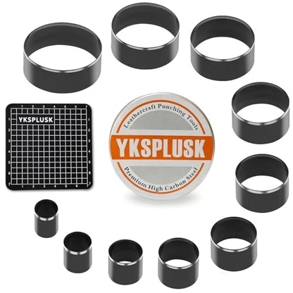 Leather Circle Cutter Tool Set, 10 Pieces Circle Punch Tools 15 20 25 30 35 40 45 50 55 60mm, High Carbon Steel Round Cutting Dies - Leather Hole Punch Tool Kit for DIY Leathercrafts - size: 10 Sizes