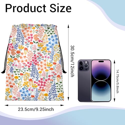 Grip Bags for Gymnasts Plant Flowers Small Drawstring Gym Storage Pouch for Gymnasts - color: Colorful Blossom, size: 12"(H)*9.25"(W)
