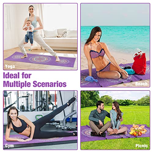 MoKo Yoga Towel, Non-Slip Quick-Dry Mat Towel, Purple Mandala - color: Purple Mandala