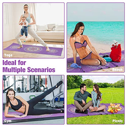 MoKo Yoga Towel, Non-Slip Quick-Dry Mat Towel, Purple Mandala - color: Purple Mandala