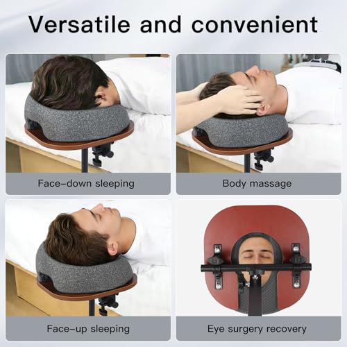 Massage Headrest for Bed Sofa Home Massage Stand with Memory Foam Face Pillow, Bedside Home Massage Bed, 17.7-31inch Height Adjustable Easy to Install Recovery After Eey Surgery