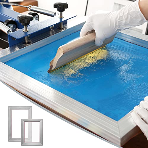 VEVOR Screen Printing Kit, 2 Pieces Aluminum Silk Screen Printing Frames 8x10/10x14in 110 Count Mesh, 2 Tapes and Screen Printing Squeegees and Transparency Films for T-Shirts DIY Printing - size: 8x10/10x14in-2