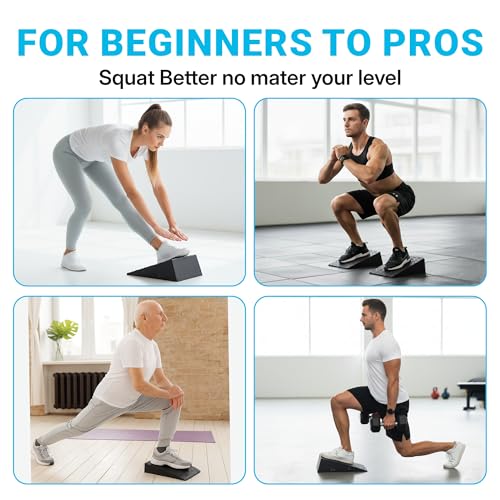 Uwaomah.Squat wedge, pack of 2, 1500 LBS Capacity, 1" & 2" Heel Elevated Squat wedge block of calf stretching & Physical Therapy, Foot Workout Wedge, Ankle Mobility, Portable Heavy Duty Blocks