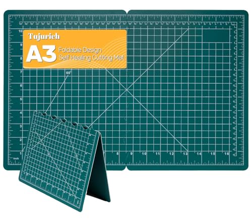 Foldable Self-Healing Cutting Mat, 17" x 11", Double-Sided Rotary Cutting Mat for Sewing, Quilting, Scrapbooking, Fabric Craft & Hobby Use, Craft Cutting Board(A3)