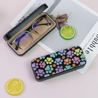 FlyingMage 5D Diamond Art Painting Kit for Adults Beginner, Small DIY Diamond Dots Gem Art Painting Mosaic Kits, Cute Hard Shell Sunglasses Eyeglasses Glasses Case for Women Teen, Cat Paw - color: Multicolor Paw