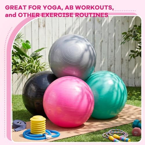 Leyndo 4 Pcs 26 Inch Yoga Exercise Ball Pilates - color: Black Green Pink Gray