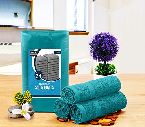 Utopia Towels Salon Towels, Pack of 24, 16x27 in, 100% Cotton, Turquoise - color: Turquoise, size: 24 Pack