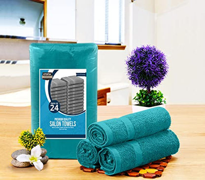 Utopia Towels Salon Towels, Pack of 24, 16x27 in, 100% Cotton, Turquoise - color: Turquoise, size: 24 Pack