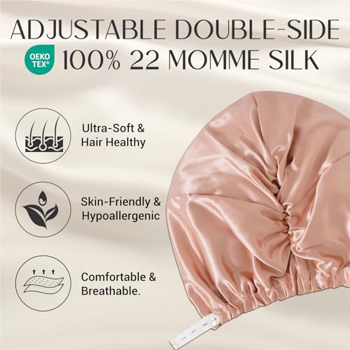 ZIMASILK 22 Momme 100% Mulberry Silk Bonnet for Sleeping Women, Blush Pink - color: Blush Pink