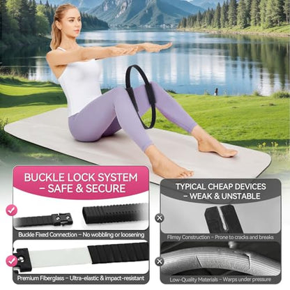 Pilates Ring, 13.5" Silicone Magic Pilates Fitness Circle with Dual Grip, Lightweight & Durable Flexible Resistance Exercise Equipment for Toning Arms, Thighs, Legs, Core