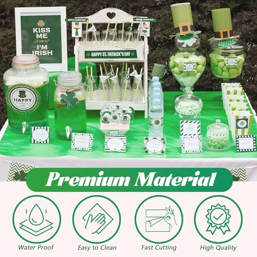 Disposable Green Plastic Table Cover Roll 54in X 240ft - Heavy Duty Waterproof Tablecloth with Easy Slide Cutter for Camping, Picnics & Garden Parties - color: Green, size: 2880" x 54" (Rectangular)