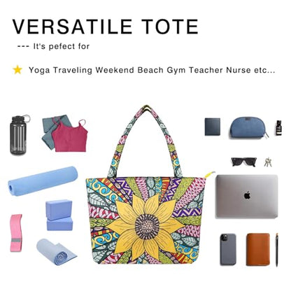 Yoga Mat Bag Yoga Bags and Carriers Fits All Your Stuff Yoga Tote Bag with Zipper Pocket Yoga Mat Carrier Pilates Bag Take in Out Mat Easily - color: Sunflower