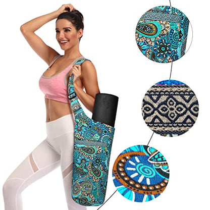 IwIeIaIrI Yoga Mat Bag Cylinder for Women with Large Zipper Pocket - color: Blue