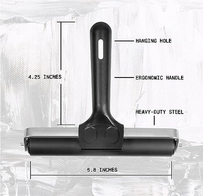 VVVID 5.8-inch Wide Rubber Roller Brayer for Lino Printing, Block Printing and Ink Rolling, Fast and Efficient Ink Coverage - size: 5.8"