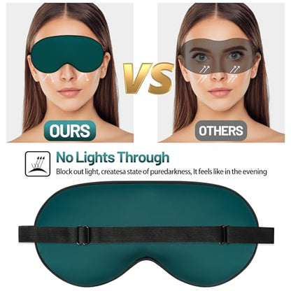 Silk Sleep Mask, Blackout Eye Mask for Sleeping with Adjustable Strap - color: Green