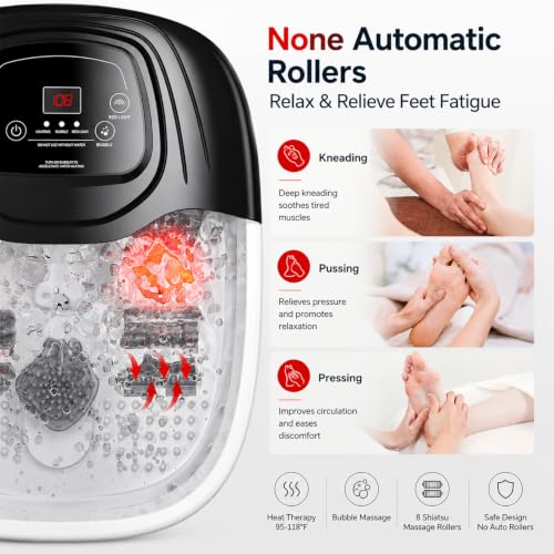 Foot Soaking Tub, Foot Spa Bath Massager with Heat, Bubbles