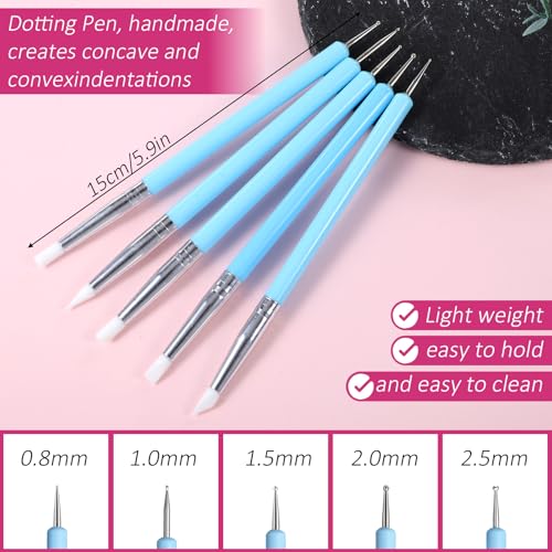 15 Pcs Silicone Clay Sculpting Tools, Double-Ended Dotting Tool, Pottery Tool, Clays Tools Kit with for Clay Sculpting, Painting, Modeling