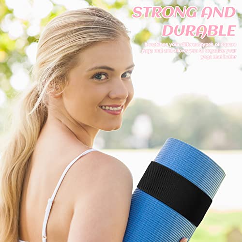 Honoson 4 Pcs Nylon Yoga Mat Strap Stretchable Holder Straps Heavy Duty Bungee Straps Band Adjustable Carrying Strap for Exercise Workout Pilates Yoga Mat Storage Gym, Black