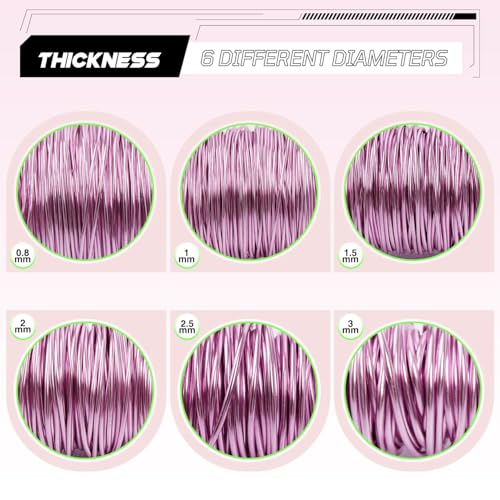 Aluminum Craft Wire,8 Gauge (3mm) Light Pink Bendable Wire,32 Feet Continuous Roll for Jewelry Making,Sculpting,Floral & Armature Projects - size: 8 Gauge 32FT, style: Light Pink
