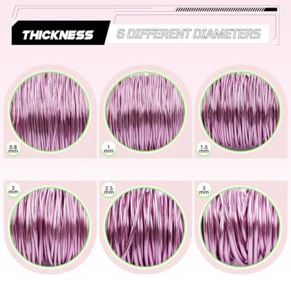 Aluminum Craft Wire,8 Gauge (3mm) Light Pink Bendable Wire,32 Feet Continuous Roll for Jewelry Making,Sculpting,Floral & Armature Projects - size: 8 Gauge 32FT, style: Light Pink