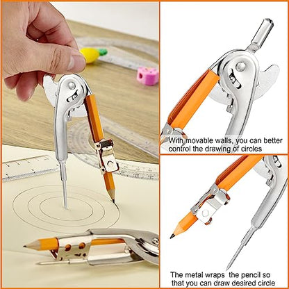 24 Pack Geometry Tool Set, Math Compass for Geometry and 6 Inch Protractor Set Include Metal Compass with Pencil and Clear Plastic Protractor for Student Classroom Office Woodworking Art Drawing - style: 24 Pack