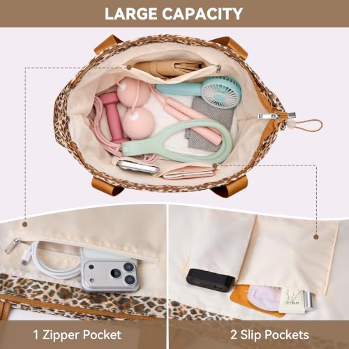 WLLWOO Thick Yoga Mat Bag Women Gym Tote Breathable Mesh Holder Wet Pocket - color: Brown Leopard
