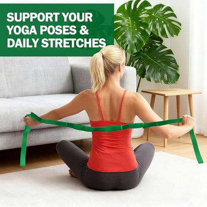 Stretching Strap Yoga Straps for Physical Therapy, 10 Loops Non-Elastic Stretch Band for Pilates, Flexibility, Exercise and Gymnastics