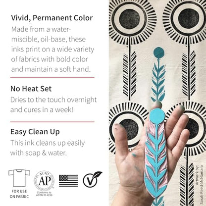Speedball Fabric Block Printing Ink, 2.5 oz, Black, Non-Toxic Water-Miscible, No Heat Setting Required, Made in USA - color: Black, size: 2.5 fl oz