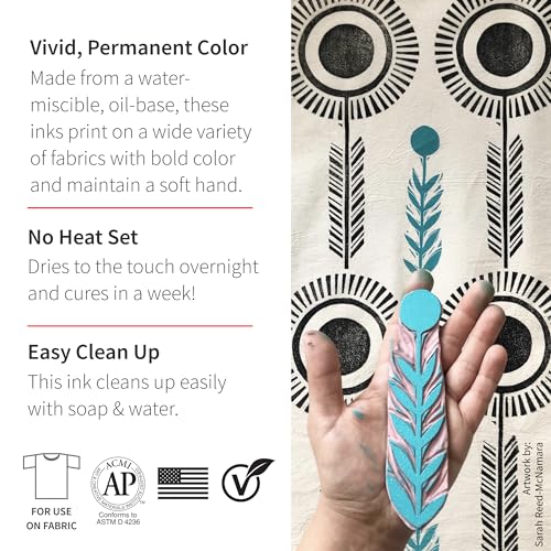 Speedball Fabric Block Printing Ink, 2.5 oz, Black, Non-Toxic Water-Miscible, No Heat Setting Required, Made in USA - color: Black, size: 2.5 fl oz